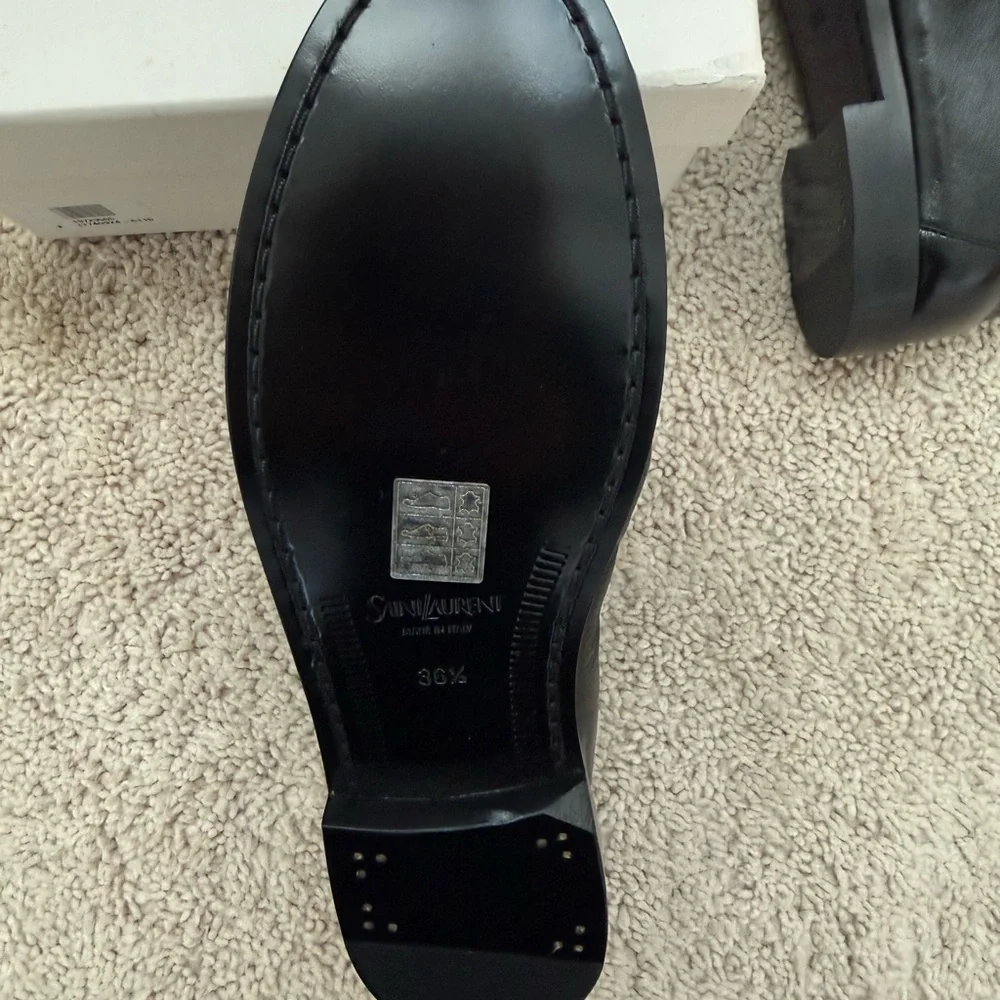 Brand New NBW Saint Laurent Le Loafers with Gold YSL Accent - Picture 3 of 5